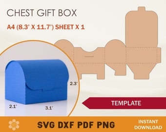Chest Gift Box SVG Template: DIY Papercraft Cricut & Silhouette Cut Files