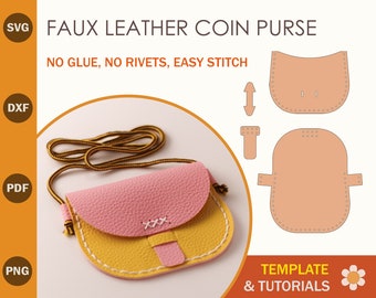 Faux Leather Coin Purse SVG Template: DIY Craft (Digital Download)