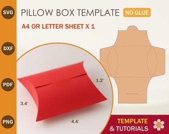 Pillow Box SVG Template: Favor Box Cricut & Silhouette Cut Files (Digital Download)