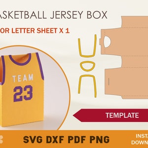 Basketball Jersey Box Template, Basketball Jersey SVG,  Cricut Cut Files, Sihouette Cut Files