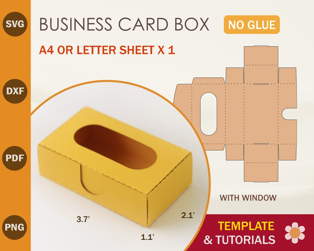 Business Card Box With Window SVG Template, Business Card Dispenser