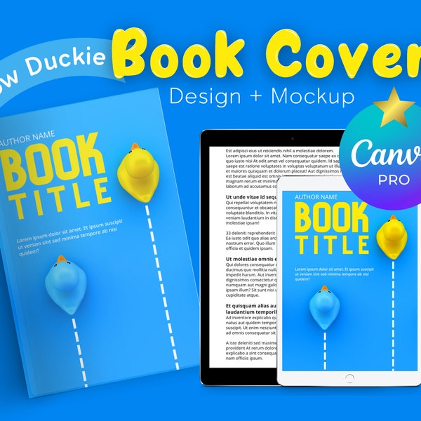 Yellow Duckie Premade Book Cover Design | Editable Canva Book Cover Template | Exclusive DIY Book Cover | KDP, Lulu | Book Cover Mockup