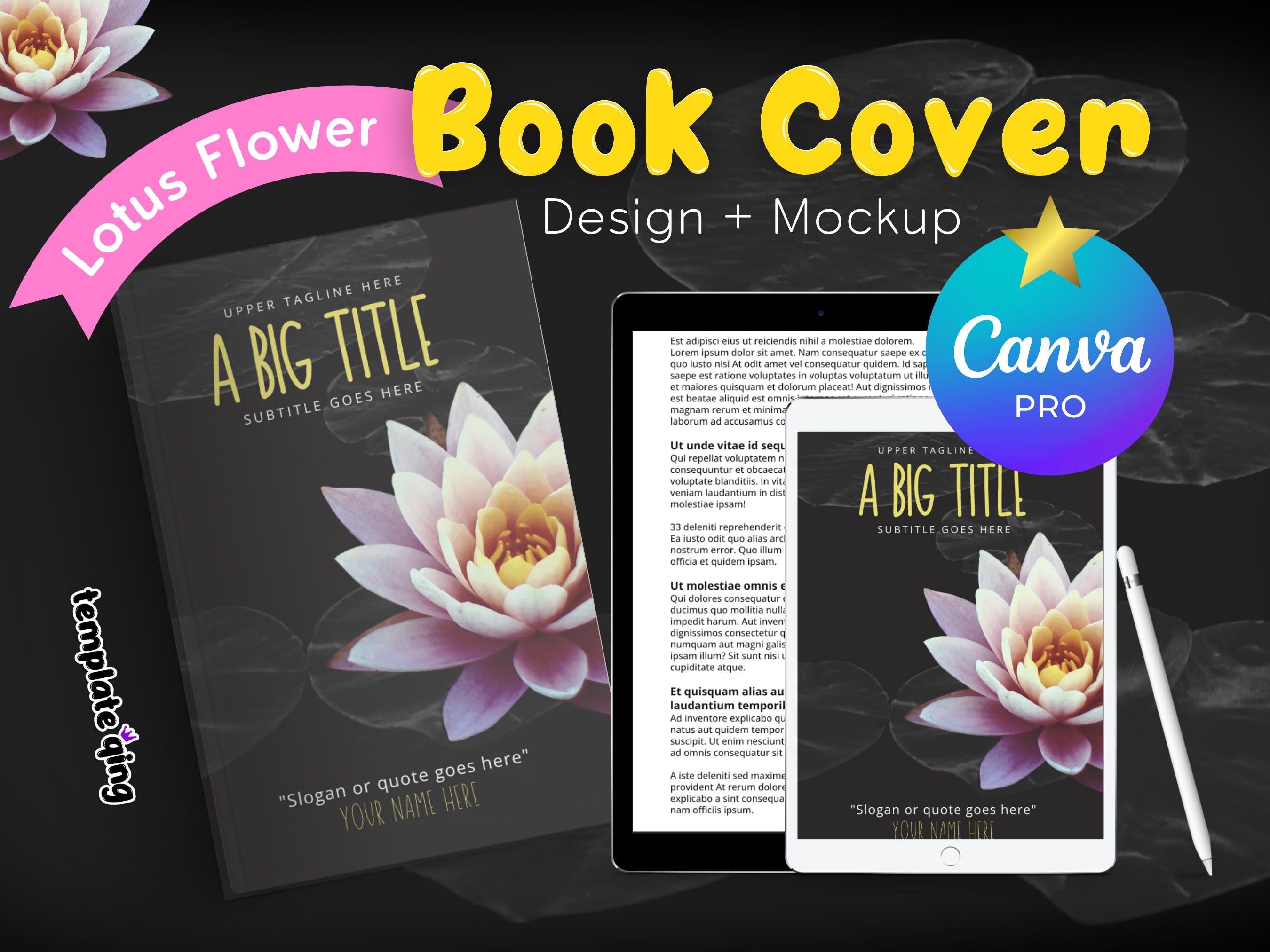 Lotus Flower Premade Book Cover Design Editable Canva Book Cover Lotus Flower Premade Book Cover Design Editable Canva Book Cover
