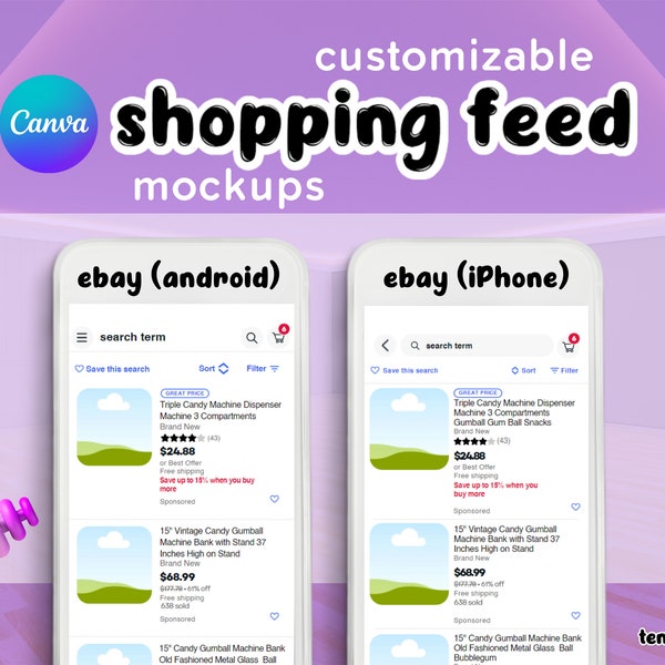 Customizable Shopping Feed Mockups for eBay | Canva Templates | eBay Templates