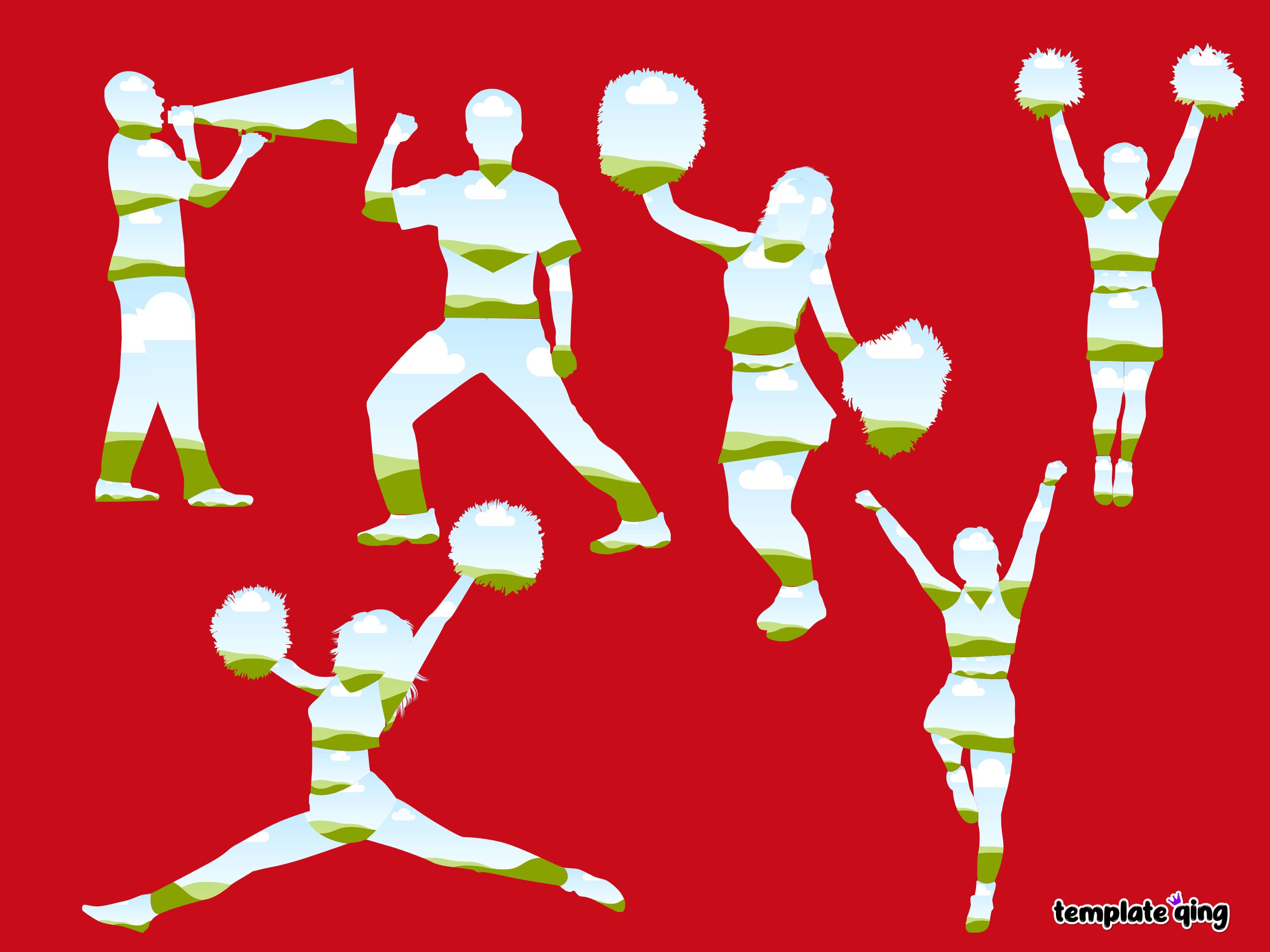 Cheerleading Clipart, 6 Multi-piece Custom Canva Frames, Make Your Own ...