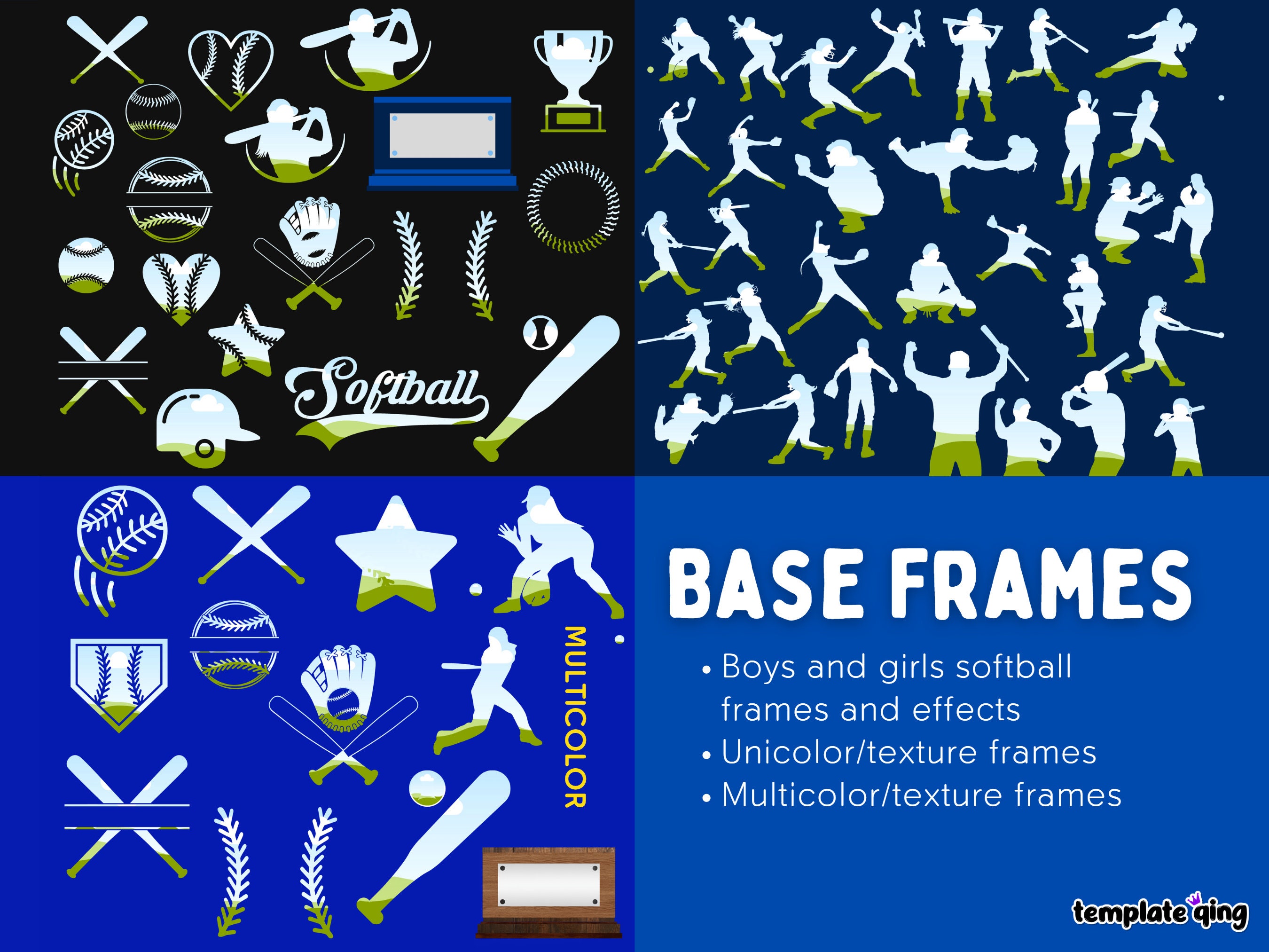 Softball Lessons Frame Softball Canva Frames – 50 Custom Photo Collage Templates (digital ...