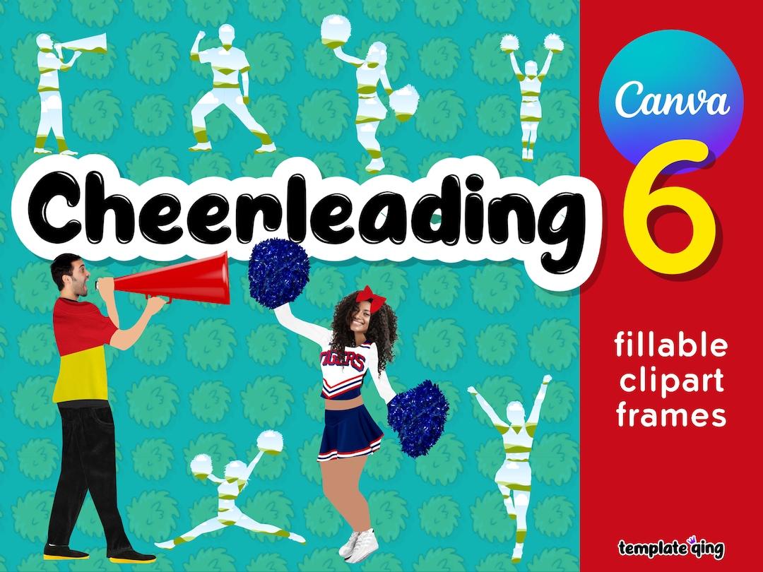 Cheerleading Clipart, 6 Multi-piece Custom Canva Frames, Make Your Own ...