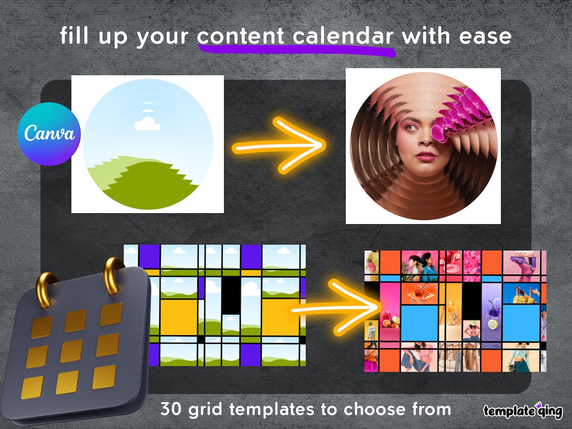 30 Canva Photo Grid Templates PACK 2 | Photo Collage Template Pack or ...