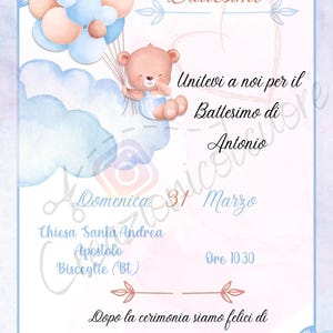 Modello di invito digitale orsetto battesimo