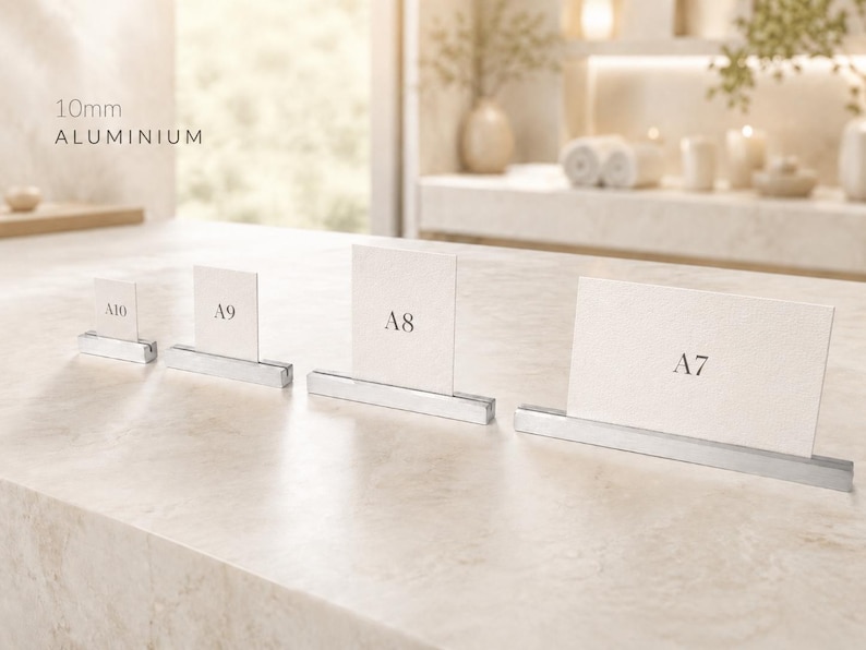 Placeringskortshållare i guld/silver – Bordnummer, menyställ, skyltdisplay för bröllop, evenemang, restauranger, butiker eller skrivbord bild 5