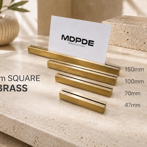 Placeringskortshållare i guld/silver – Bordnummer, menyställ, skyltdisplay för bröllop, evenemang, restauranger, butiker eller skrivbord Small Brass 10mm