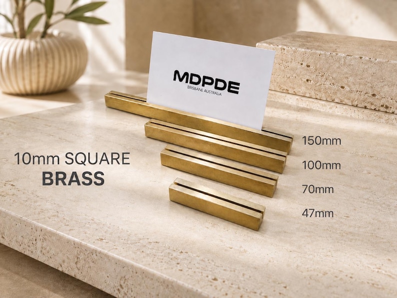 Placeringskortshållare i guld/silver – Bordnummer, menyställ, skyltdisplay för bröllop, evenemang, restauranger, butiker eller skrivbord Small Brass 10mm