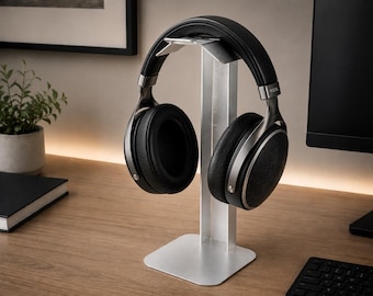 Minimalist Aluminium Headphone Stand | Fold-Yourself Flat Pack Desk Organizer | Laser Cut Brushed Metal Headset Holder | Made in Australia