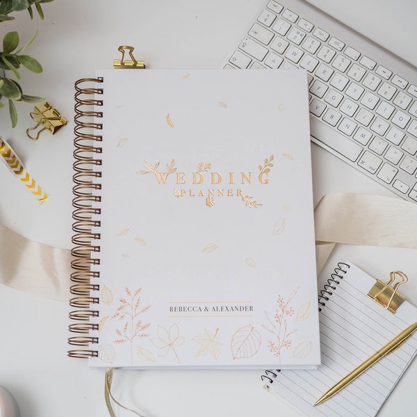 Personalised Wedding Planner Deluxe Foil Embossed Diary - 'Autumn' design | Custom Wedding Organiser | Bridal Shower | Engagement Gift
