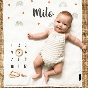 Personalized photo mat / Baby milestone blanket / Evolution mat / Personalized birth gift Personalized milestone blanket