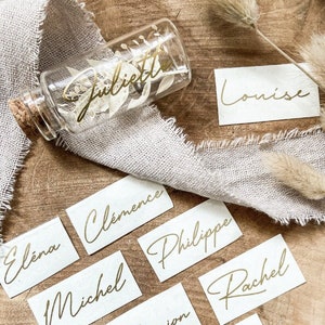 Stickers prénoms / Autocollants personnalisés pour marques places, verres, décoration, ..
