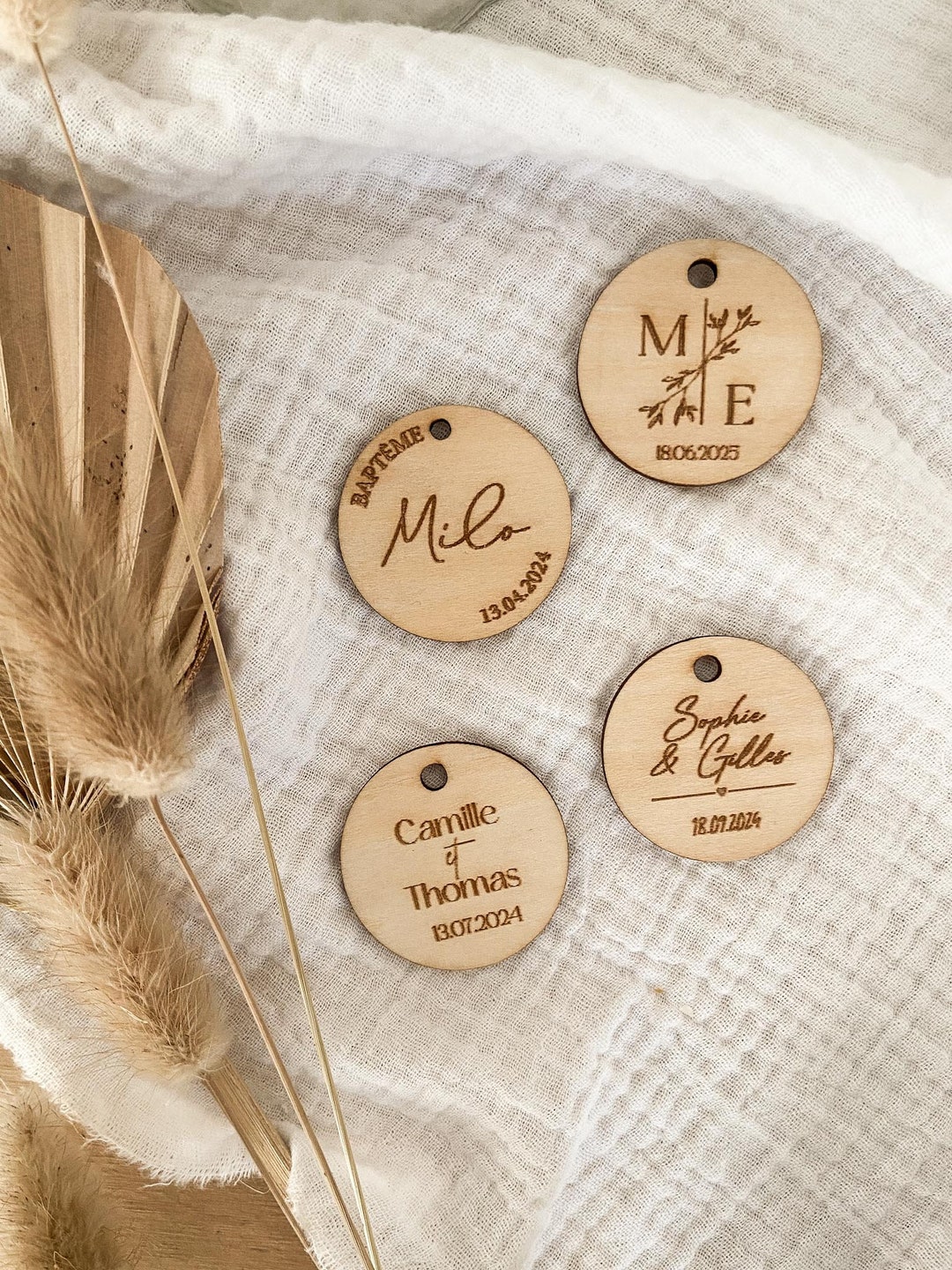 Lot De 100 Étiquettes Rondes En Bois 3,1 Cm Avec Anneaux - Disques Bois Brut Pour Calendrier & Décoration Fête