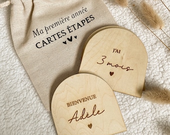 Carte étapes en bois bébé / Cadeau de naissance personnalisé / Carte personnalisée / Carte de naissance personnalisée / Carte étape arche