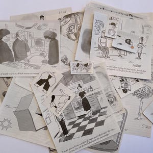 Paquet de papier éphémère de dessins animés du New Yorker pour journal indésirable, collage, embellissement, techniques mixtes, anniversaire