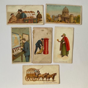 6 vintage cigarette cards from Royal Mail series 1913, collectable ephemera, tobacco, tags, tucks, paper art, collect