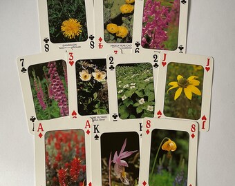 LAST SET: 10 Wildflowers of America playing cards for junk journal, scrapbooking, mixed media, embellishment, ephemera, paper craft