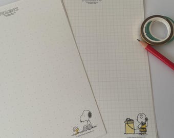 10 pages Peanuts Snoopy A5 writing paper in grid and check for letters, gifts, snail mail, collage, junk journal pages
