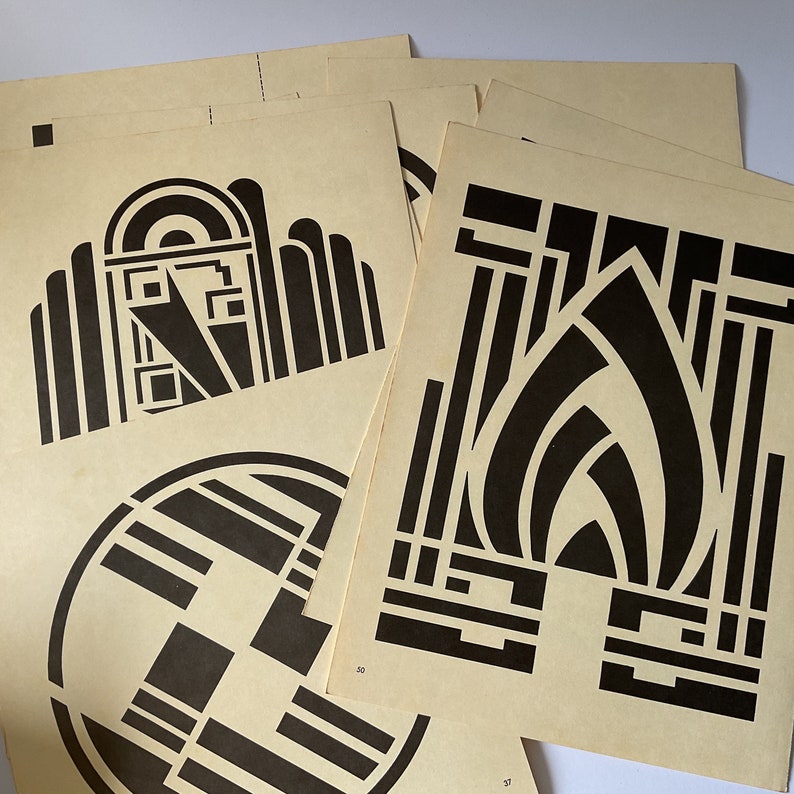 10 Pages From Art Deco Cut & Use Stencils Theodore Menten Design