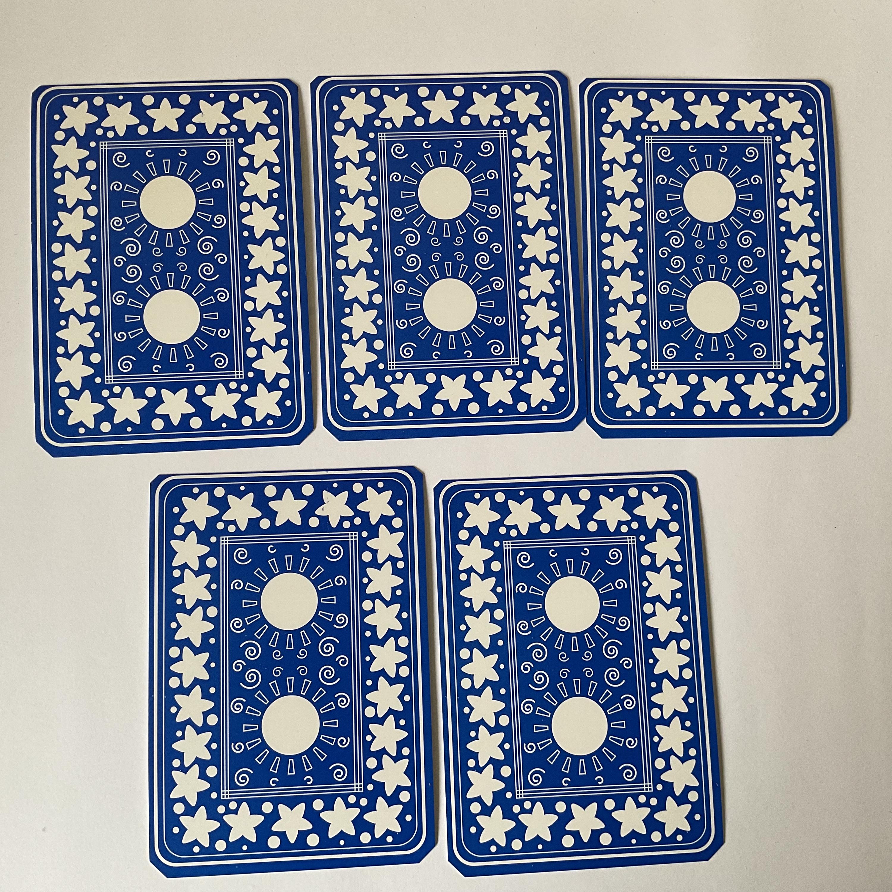 10 Large Blank Playing Cards With Decorative Design on One Side