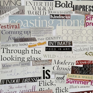 Personal Wise Words, 50 different cut out words and phrases, mixed pieces for junk journal, collage, inspiration board, mood board