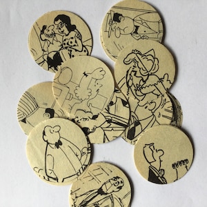 Adult cartoon book hand punched 1 inch circles for junk journal, collage, embellishment, paper ephemera, party decoration