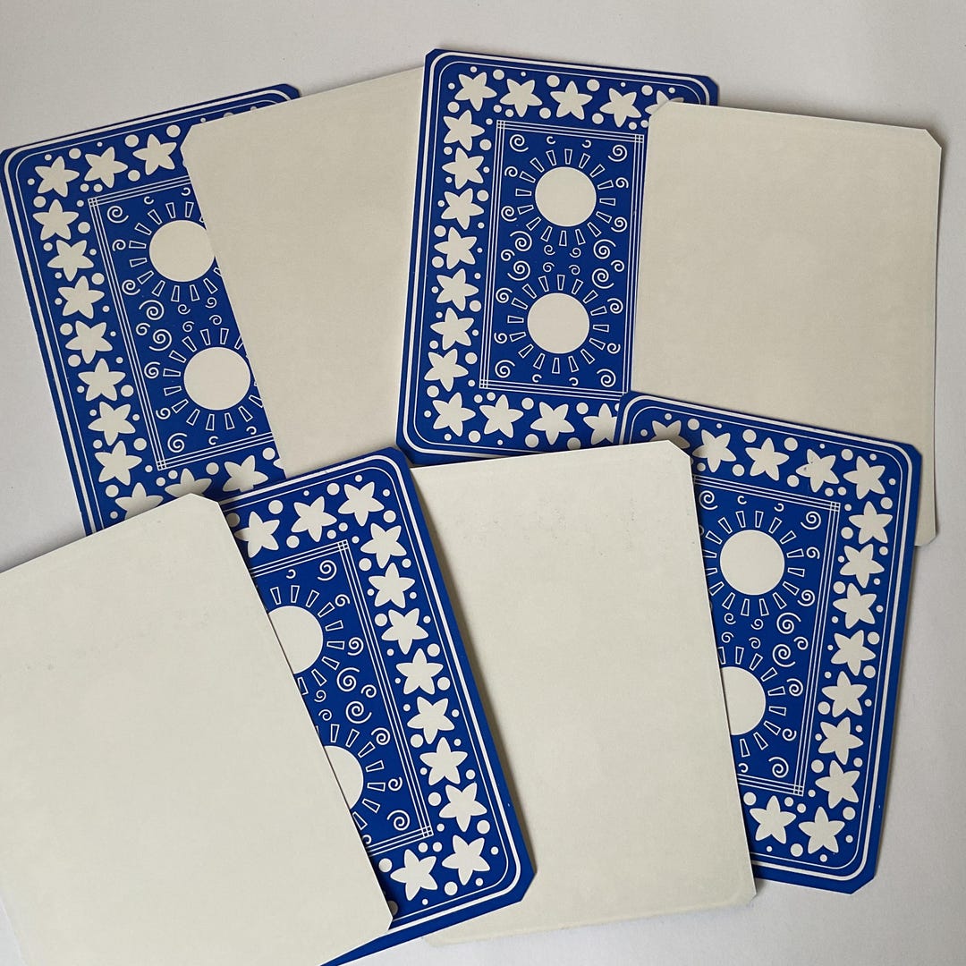 10 Large Blank Playing Cards With Decorative Design on One Side