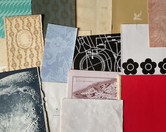 20 vintage book endpapers - vintage paper ephemera pack - junk journal, embellishment, ephemera, paper craft, old books