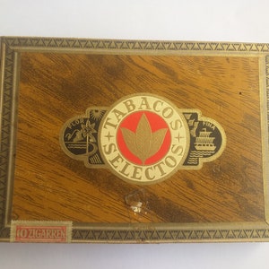 Divina Flor Fina Tabacos Selectos wooden cigar empty collectors tobacco box, Cigar Case, Cigar Tin, Cigar box.