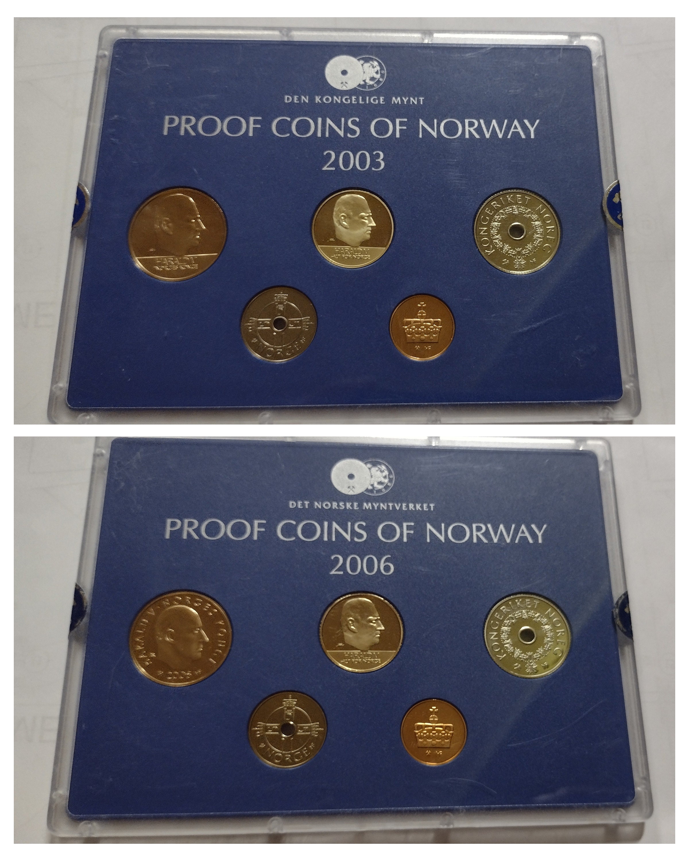Norway 2003 2006 Proof Coin Set. Norwegian Official Proof Coins