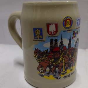 Caneca de cerveja alemã Oktoberfest 1992 em cerâmica. Caneca de cerveja colecionável, copos para beber cerveja, caneca vintage de 500 ml.