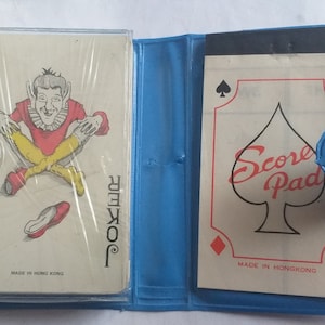 Juego de naipes vintage Escocia. Una baraja de cartas (sellada) y un cuaderno. Fabricado en Hong Kong. década de 1980