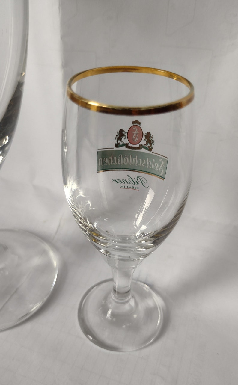 Feldschlößchen Feldschlosschen Dresden pilsener tulip beer glass 0.3l, 0.05l, Collectible German Beer Glass, Pilsner Glass, 300ml, 50ml image 5