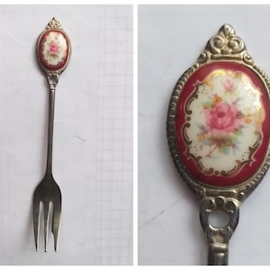 Japanese fork with flower. Souvenir vintage commemorative collector fork. Gift from Japan. #132