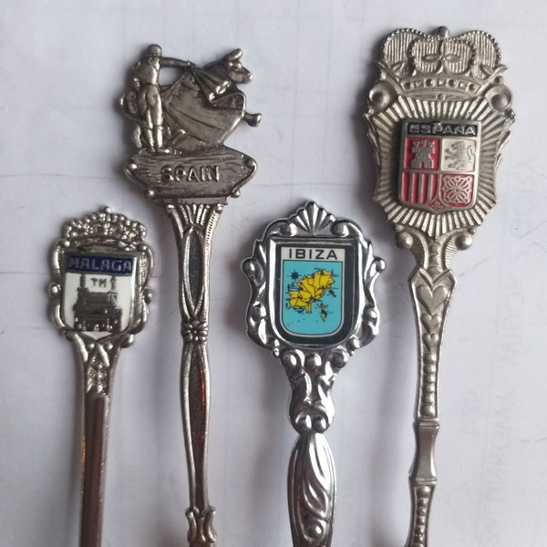 Malaga Ibiza Spain souvenir vintage collector spoon. Gift from Spain. Spanish spoons. #130, 145
