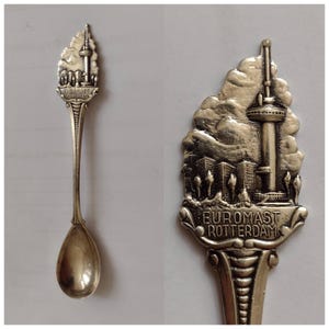 Rotterdam Euromast Souvenir vintage collectors silver plated spoon. Gift from Holland #139