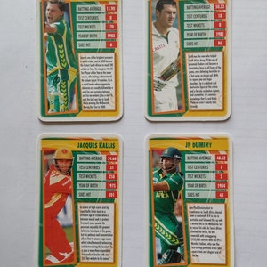 Carte da collezione Single Cricket Trading 2009 I migliori trionfano sui giocatori di cricket sudafricani. Jacques Kallis, JP Duminy, Graeme Smith, Dale Steyn.