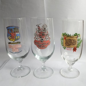 Vintage German GDR Beer glass, beer drinking barware glass 250ml. Bockbier Anstich, Zwickauer Mauritius brau.