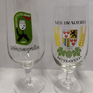 Wernesgrun Export, VEB Brauerei Bitterfeld stemmed beer glasses70-80s, Collectible german Beer tulip Glass, Pilsner Glasses 250 ml