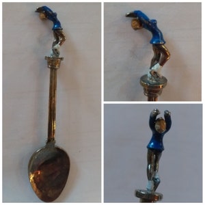 Figure skating souvenir vintage collectible silver plated spoon
