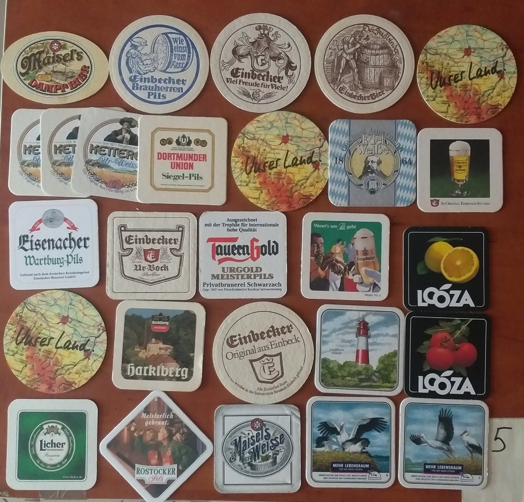 27 Vintage Bierdeckel, Beer Coasters, Bulk Beer Coasters, German Beer Coasters, Bar Coasters