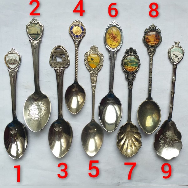 Hawaii Arizona Memorial Honolulu Orchid Flower Vintage souvenir collectors silver plated spoons #75