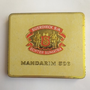 Suerdieck S/A Echter Sumatra Mandarim 306 empty collectible Metal Cigar Case, Cigar Tin, Cigar box.