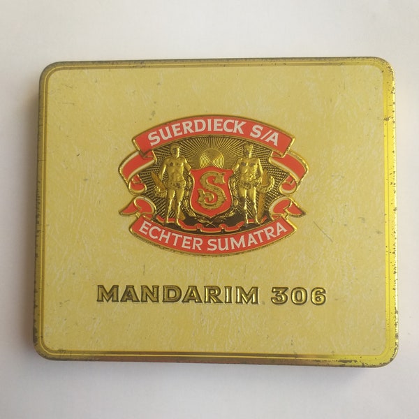 Suerdieck S/A Echter Sumatra Mandarim 306 empty collectible Metal Cigar Case, Cigar Tin, Cigar box.