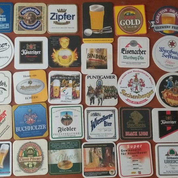 30 vintage bierdeckel, beer coasters, bulk beer coasters, German and Australian beer coasters, bar coasters, tavern coasters, beer gift #2.