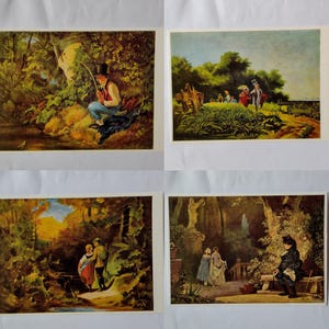 Carl Spitzweg Juego de 5 postales artísticas, Dresden Kunst Hermes.